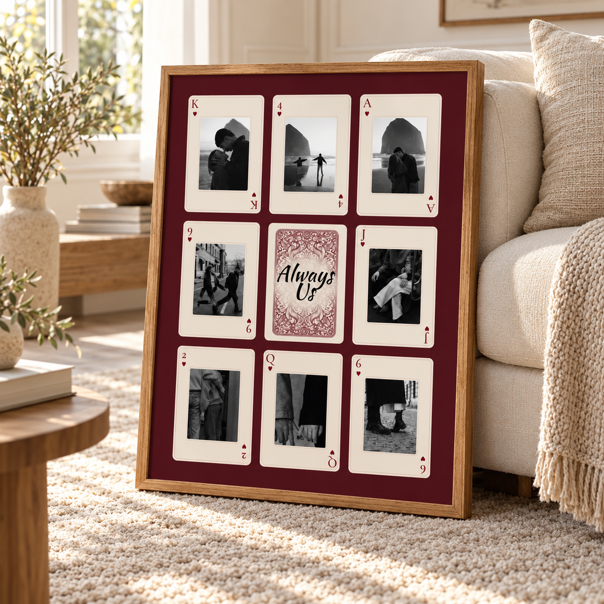Personalisiertes Pärchen-Poster als Spielkarten-Fotocollage mit eigenen Fotos – persönliche Geschenkidee