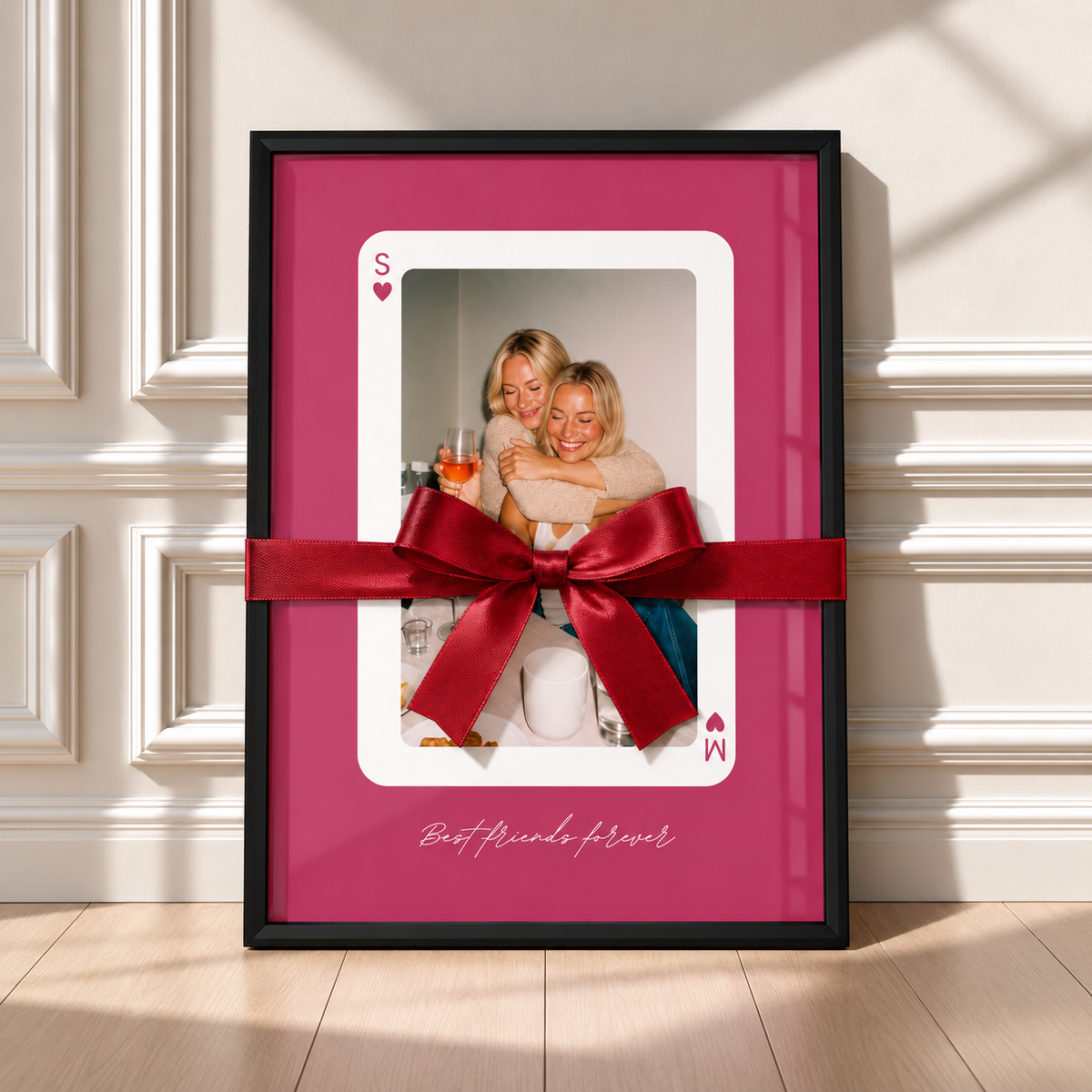 Personalisiertes Beste-Freundin-Poster als pinke Spielkarte mit eigenem Foto – persönliche Geschenkidee