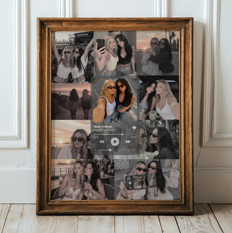 Personalisiertes Beste-Freundin-Poster – Fotocollage mit Lieblingssong