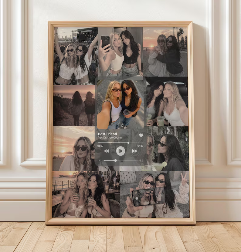 Personalisiertes Beste-Freundin-Poster – Fotocollage mit Lieblingssong