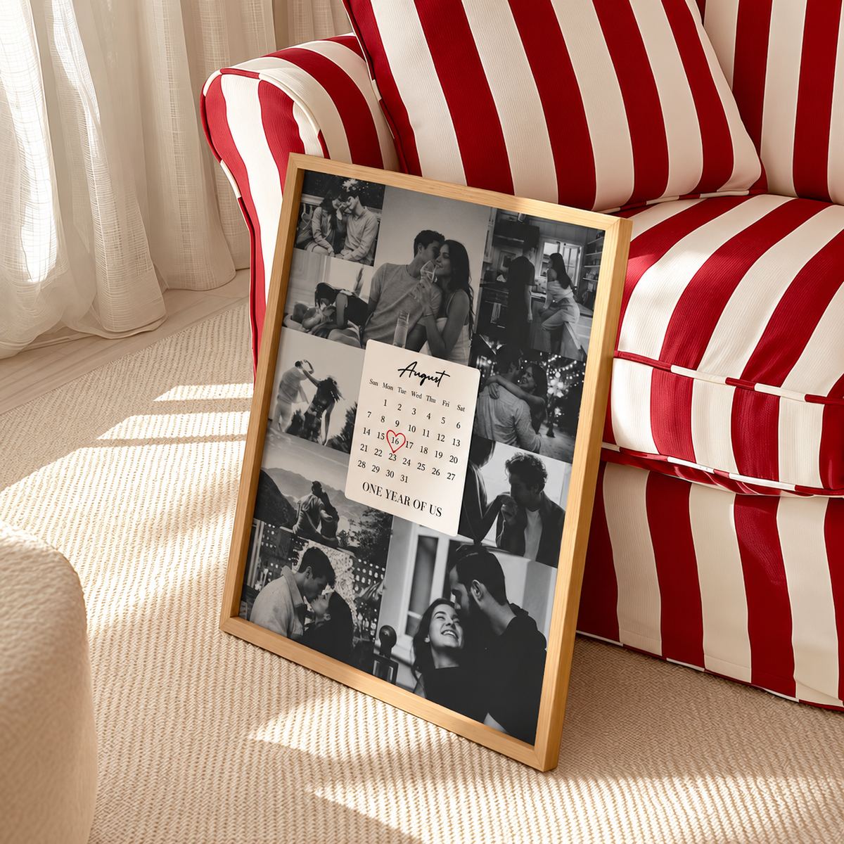 Personalisiertes Jahrestag-Poster – Fotocollage mit Kalender & Wunschdatum