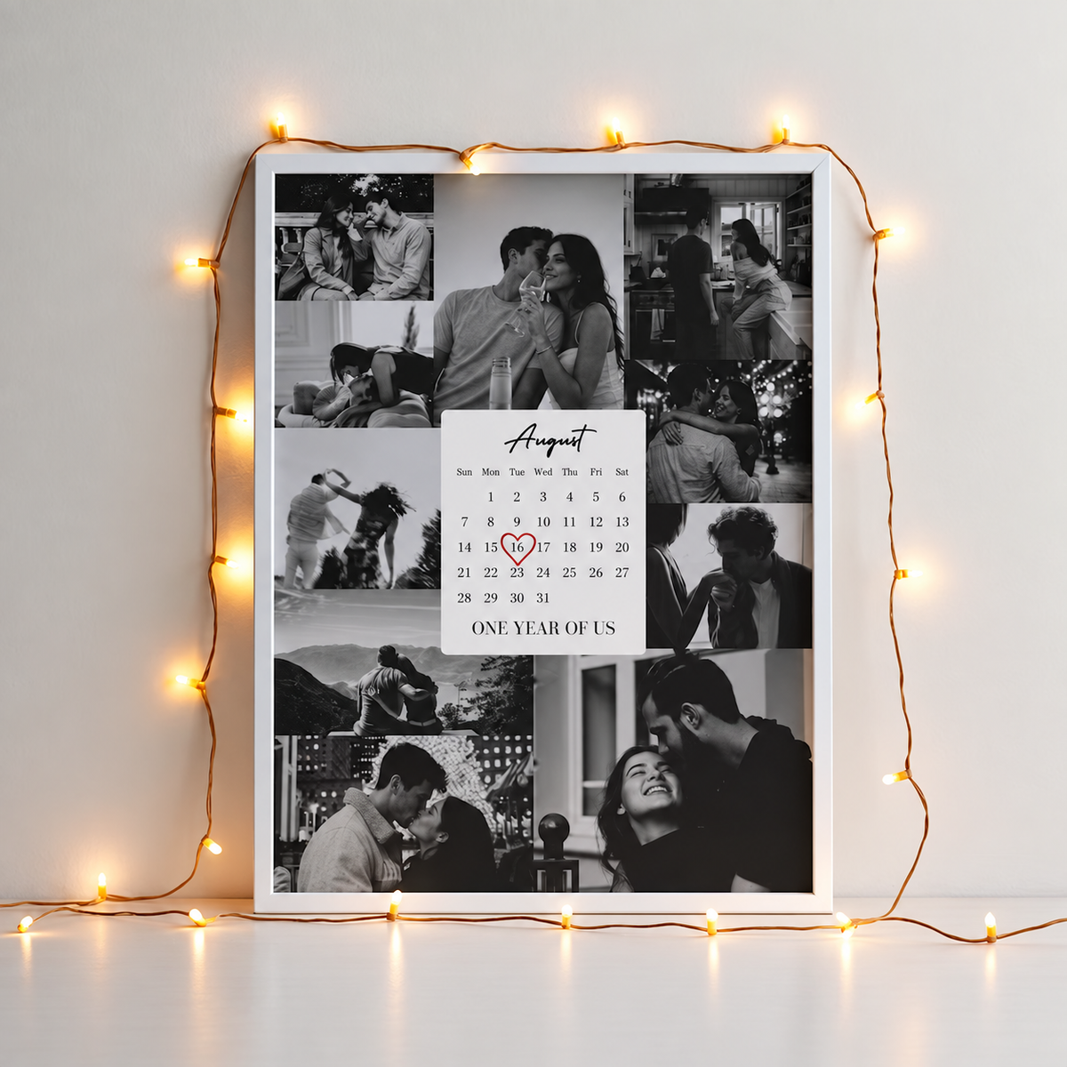 Personalisiertes Jahrestag-Poster mit Fotocollage Kalender und Wunschdatum – Produktansicht 3
