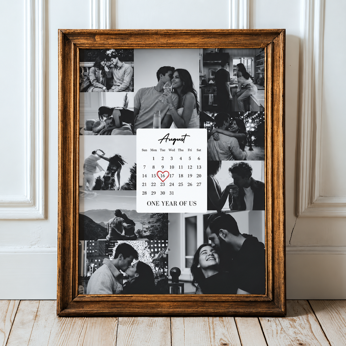 Personalisiertes Jahrestag-Poster – Fotocollage mit Kalender & Wunschdatum