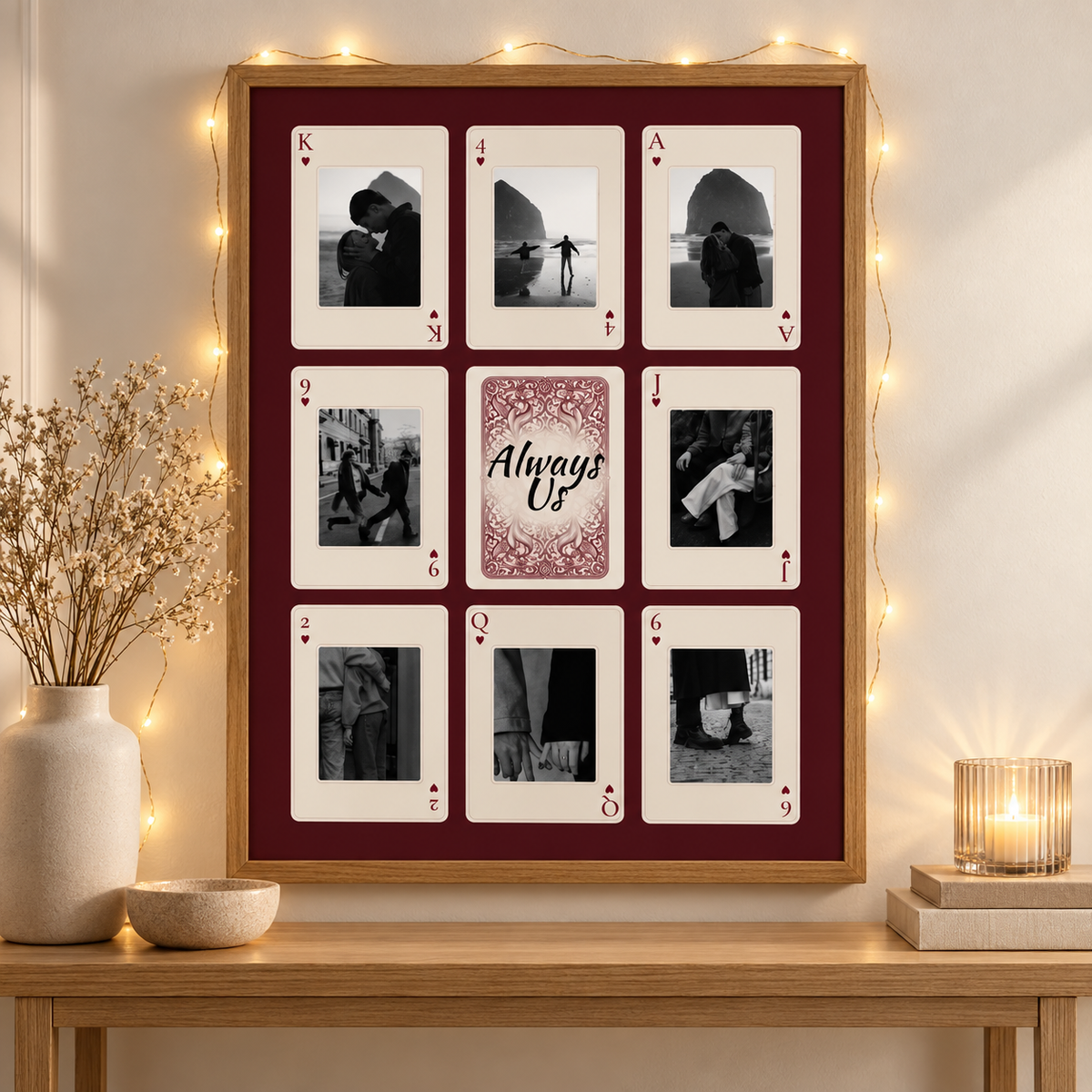 Personalisiertes Pärchen-Poster – Fotocollage im Spielkarten-Design