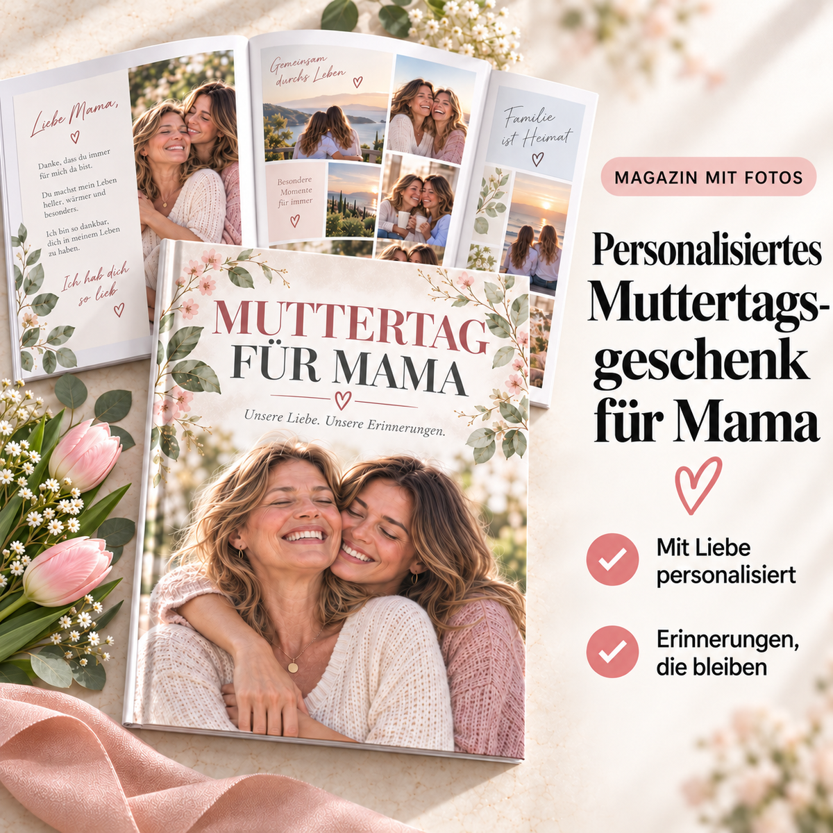 Personalisiertes Muttertagsgeschenk für Mama – Magazin mit Fotos