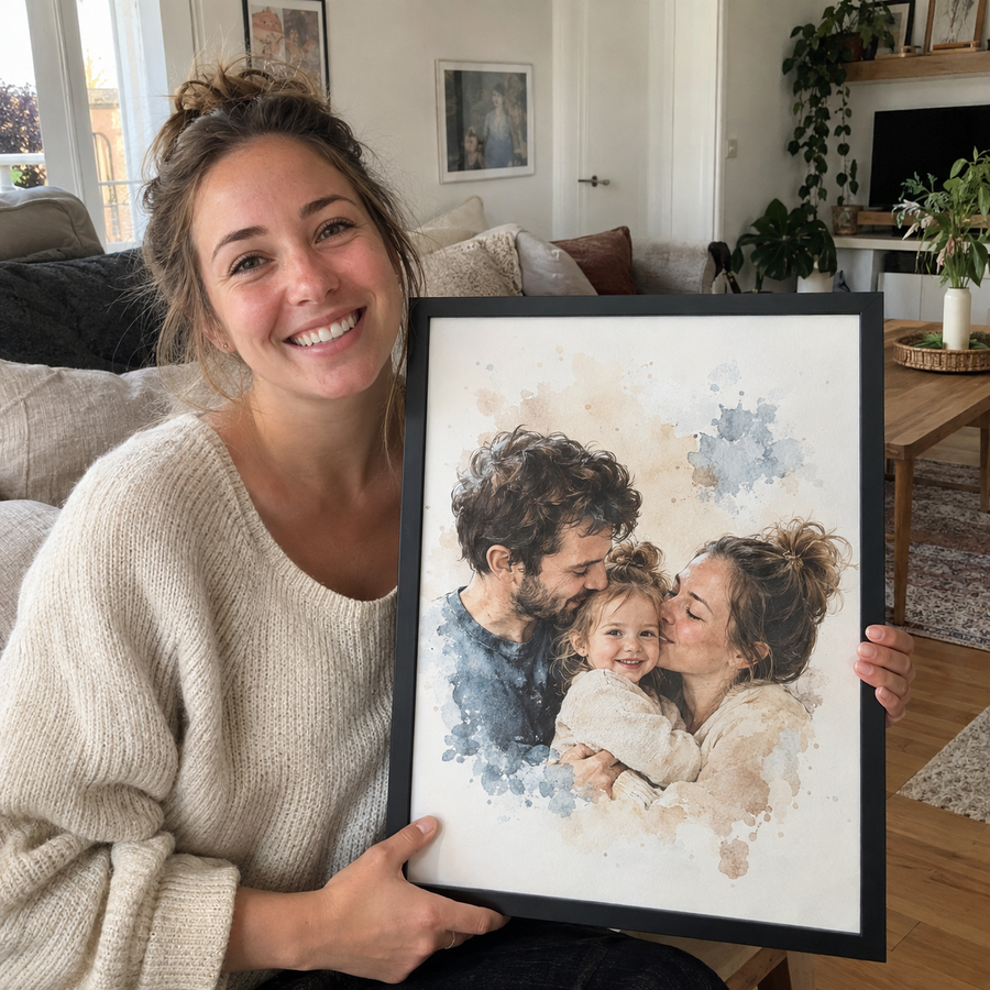 Kundenfoto mit personalisiertem Poster
