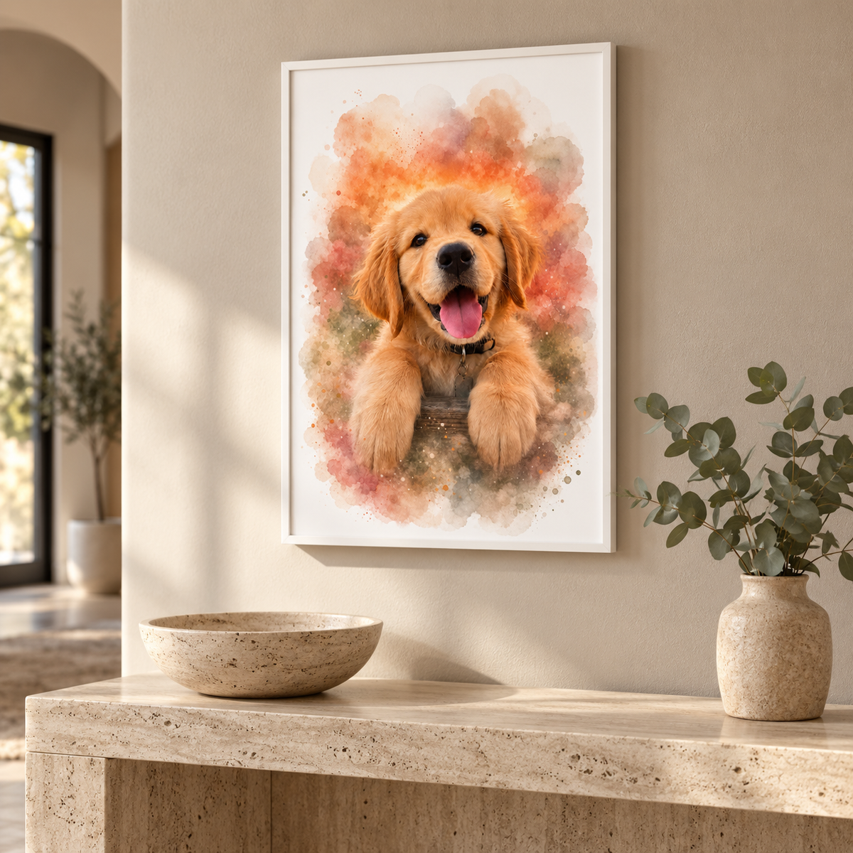 Hundeportrait Aquarell – personalisiert mit Foto