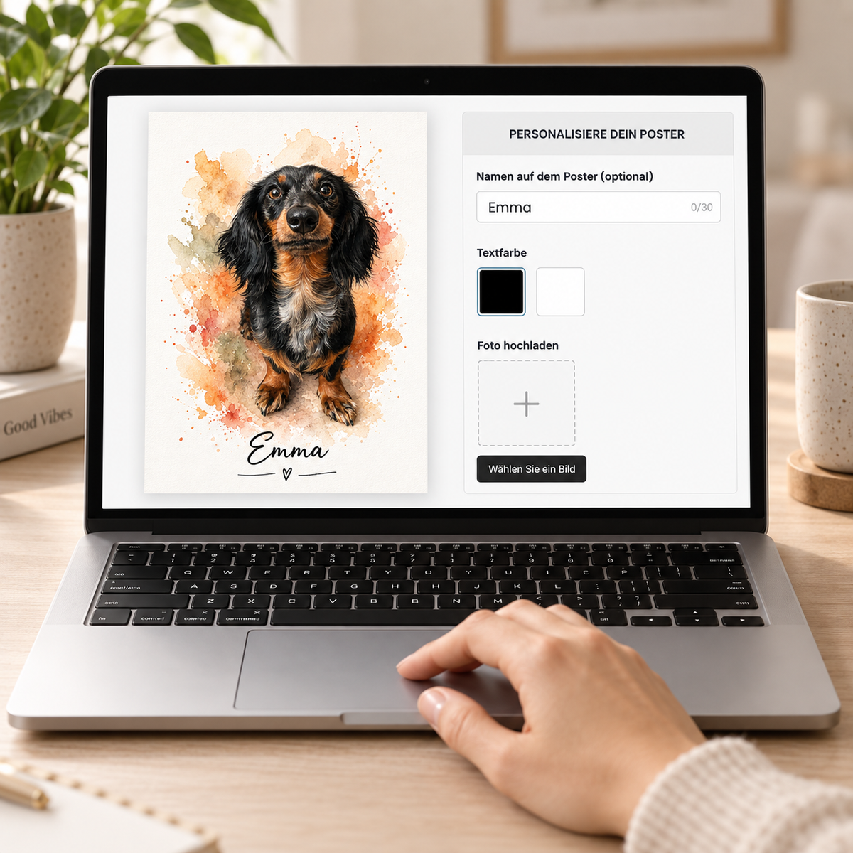 Aquarellstil für das Hundeposter auswählen